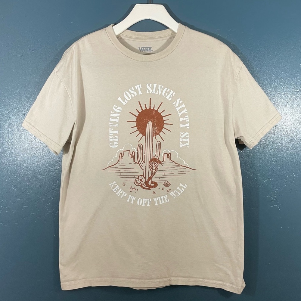 Vans Men’s Cream Desert Graphic Print Cotton Short Sleeve Size S